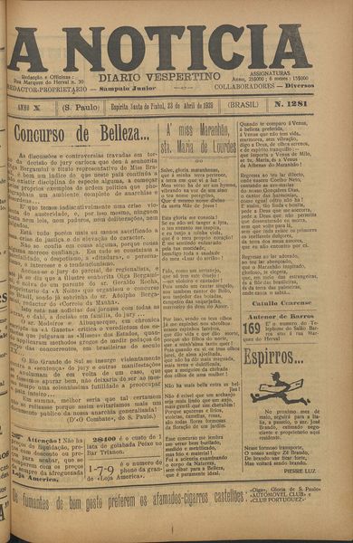 Capa de um dos jornais.