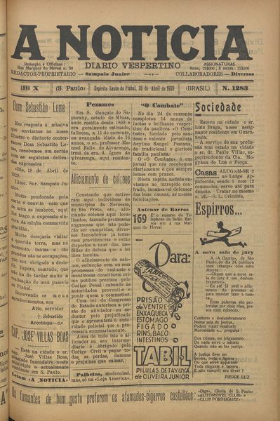 Capa de um dos jornais.