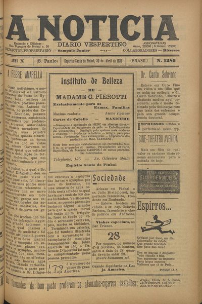 Capa de um dos jornais.
