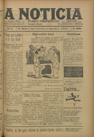 Capa de um dos jornais.
