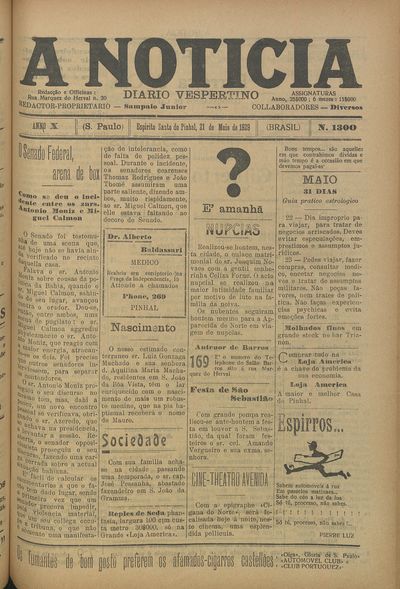 Capa de um dos jornais.