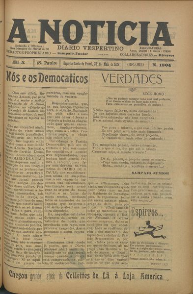 Capa de um dos jornais.