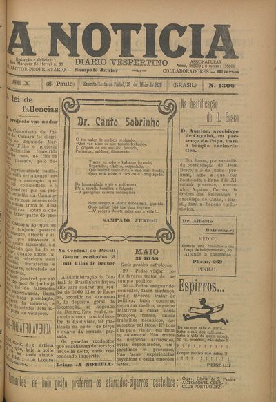 Capa de um dos jornais.