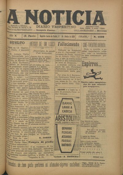 Capa de um dos jornais.