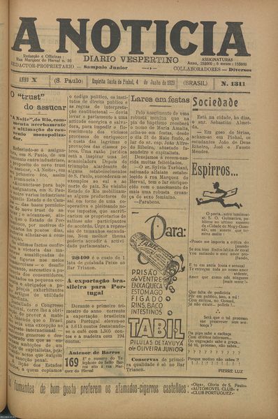 Capa de um dos jornais.