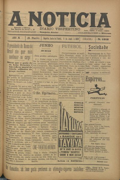 Capa de um dos jornais.