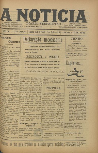 Capa de um dos jornais.