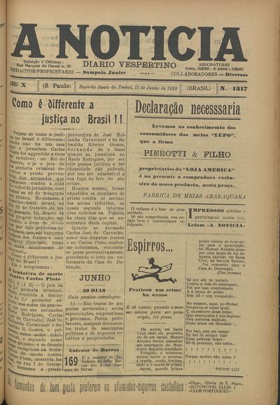 Capa de um dos jornais.