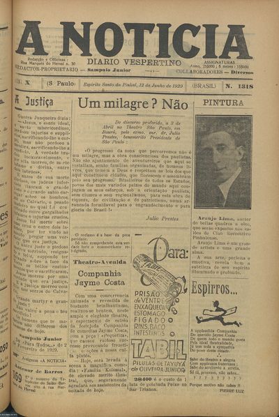 Capa de um dos jornais.