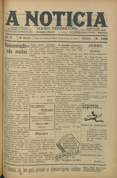 Capa de um dos jornais.