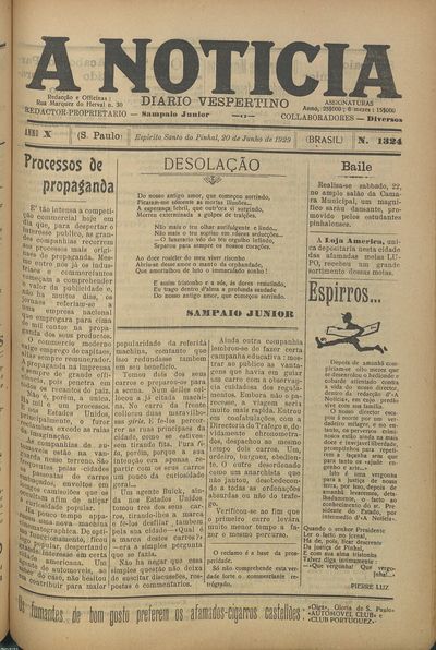 Capa de um dos jornais.