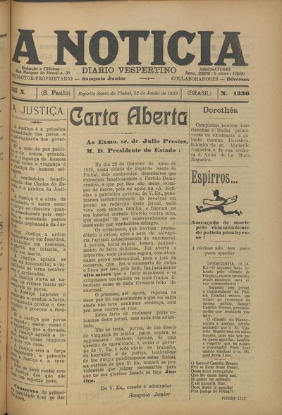 Capa de um dos jornais.