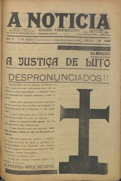 Capa de um dos jornais.