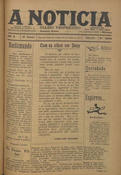 Capa de um dos jornais.