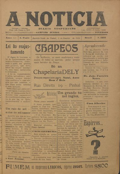 Capa de um dos jornais.