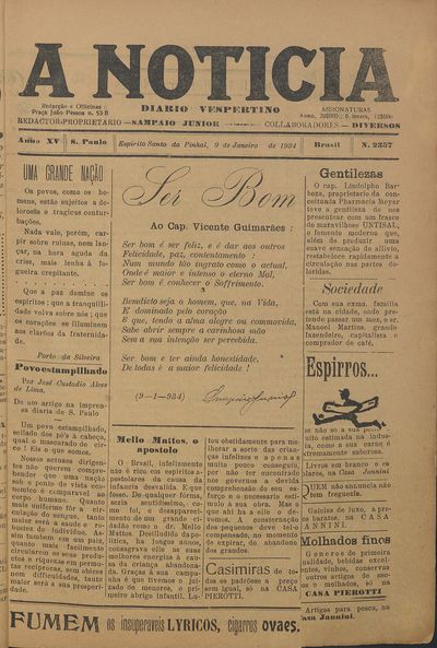 Capa de um dos jornais.