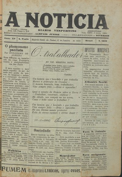 Capa de um dos jornais.