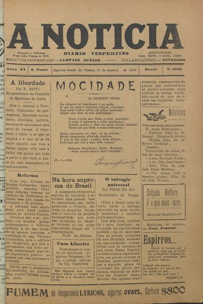Capa de um dos jornais.