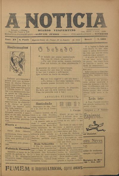 Capa de um dos jornais.