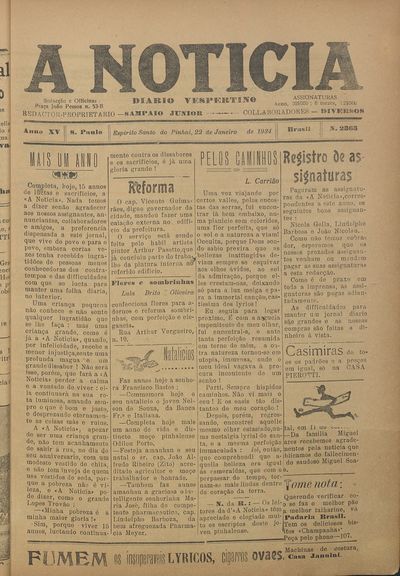 Capa de um dos jornais.