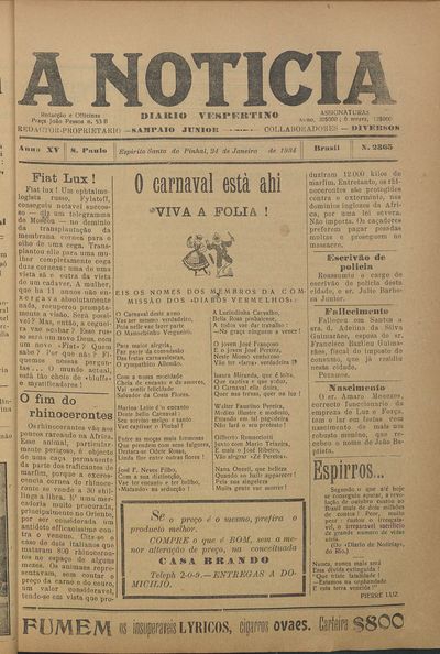 Capa de um dos jornais.