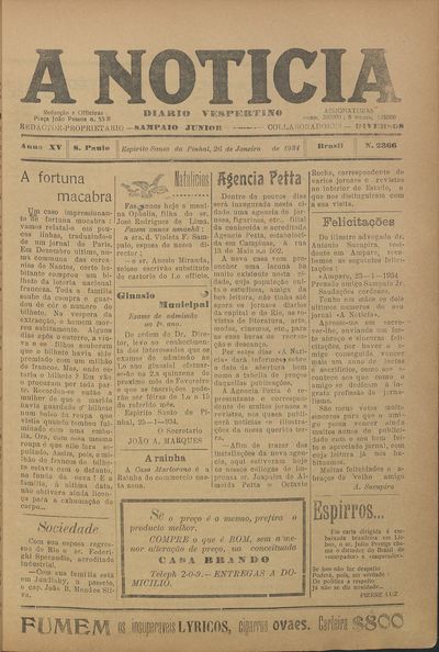 Capa de um dos jornais.
