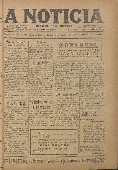 Capa de um dos jornais.