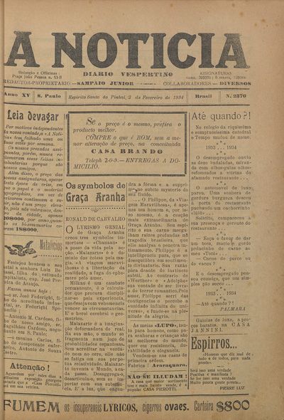 Capa de um dos jornais.