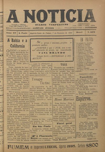 Capa de um dos jornais.