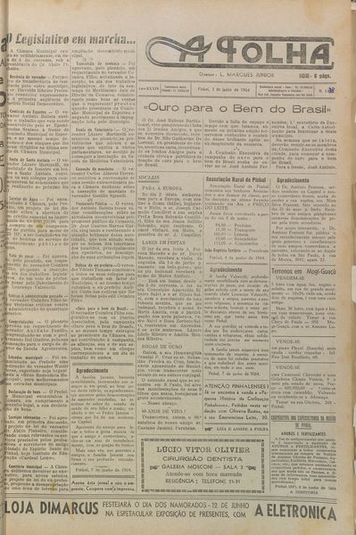 Capa de um dos jornais.