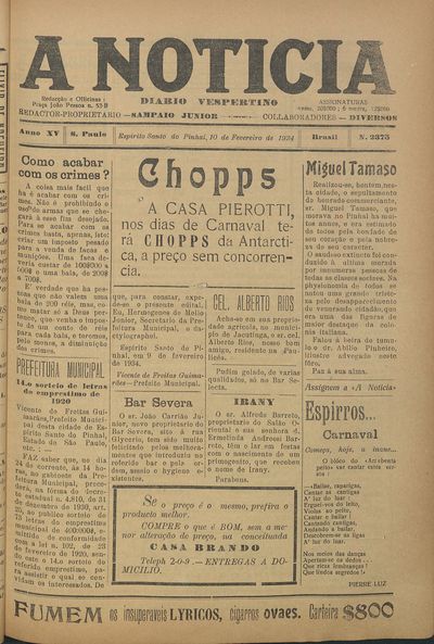 Capa de um dos jornais.