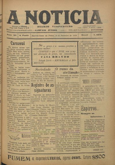 Capa de um dos jornais.