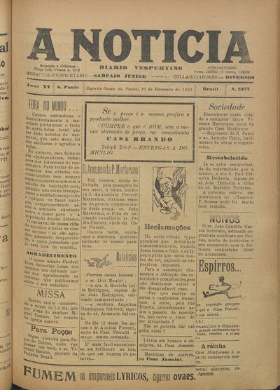Capa de um dos jornais.