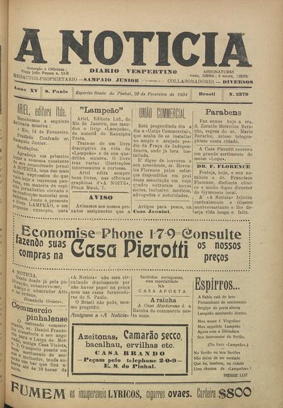 Capa de um dos jornais.