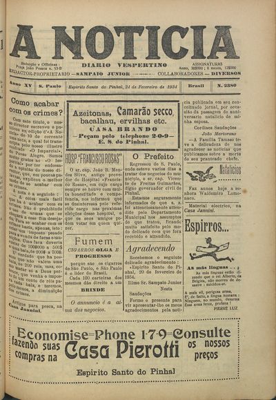 Capa de um dos jornais.
