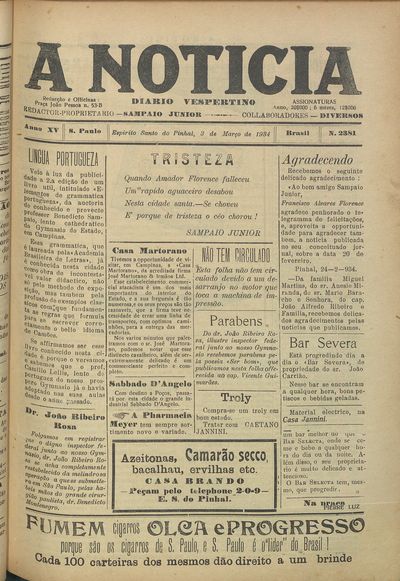 Capa de um dos jornais.