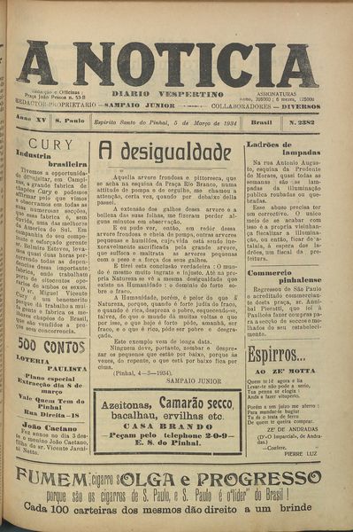 Capa de um dos jornais.