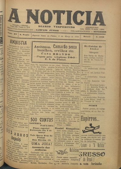 Capa de um dos jornais.