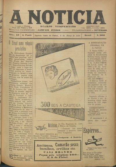 Capa de um dos jornais.