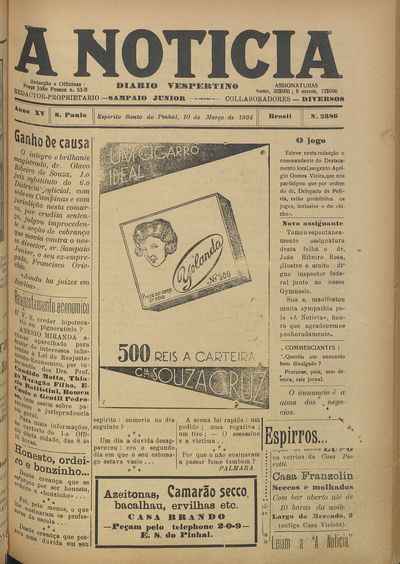 Capa de um dos jornais.