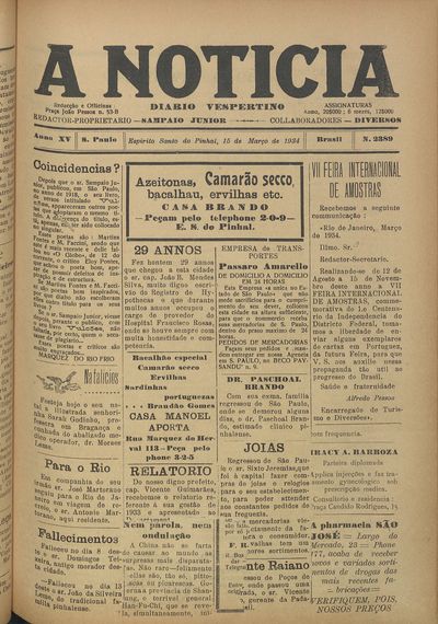Capa de um dos jornais.