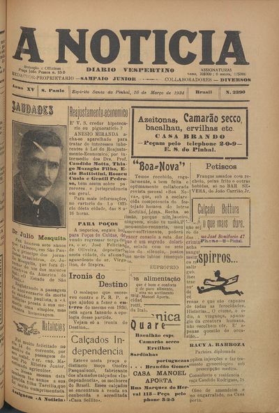 Capa de um dos jornais.