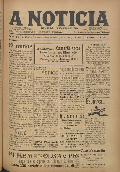 Capa de um dos jornais.