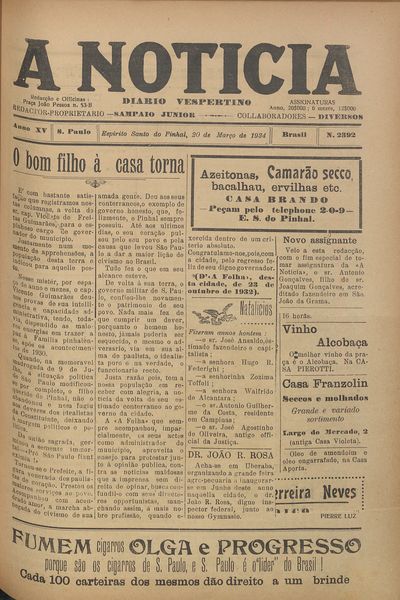 Capa de um dos jornais.