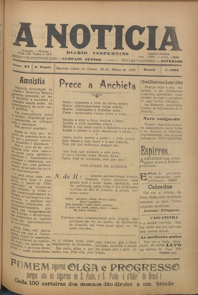 Capa de um dos jornais.