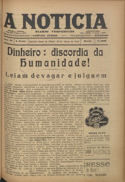 Capa de um dos jornais.
