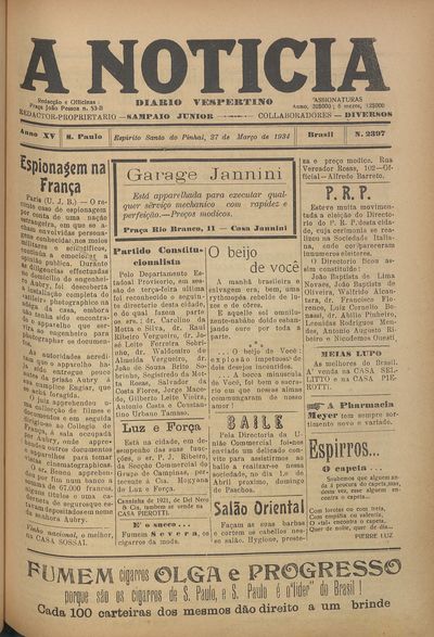 Capa de um dos jornais.