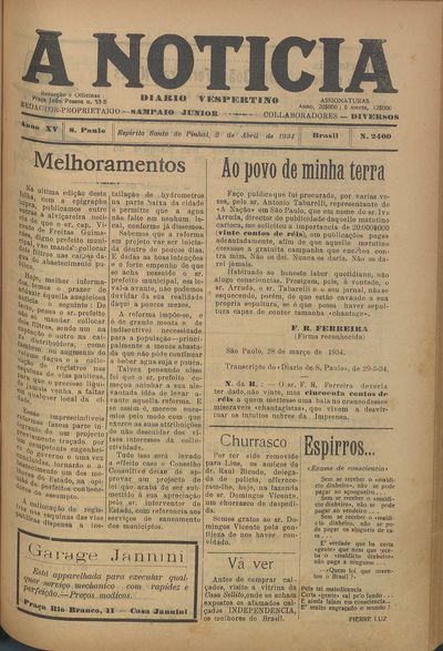 Capa de um dos jornais.