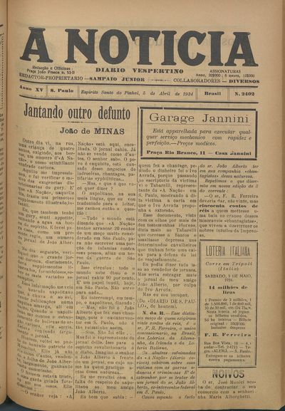 Capa de um dos jornais.