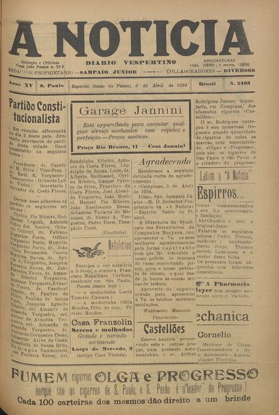 Capa de um dos jornais.